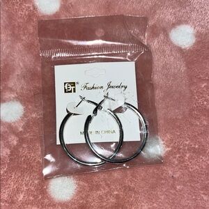 Classic Silver Hoop Earrings NWT